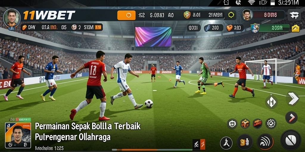 Tampilan gameplay menakjubkan dari 11WBET yang menampilkan sepak bola.