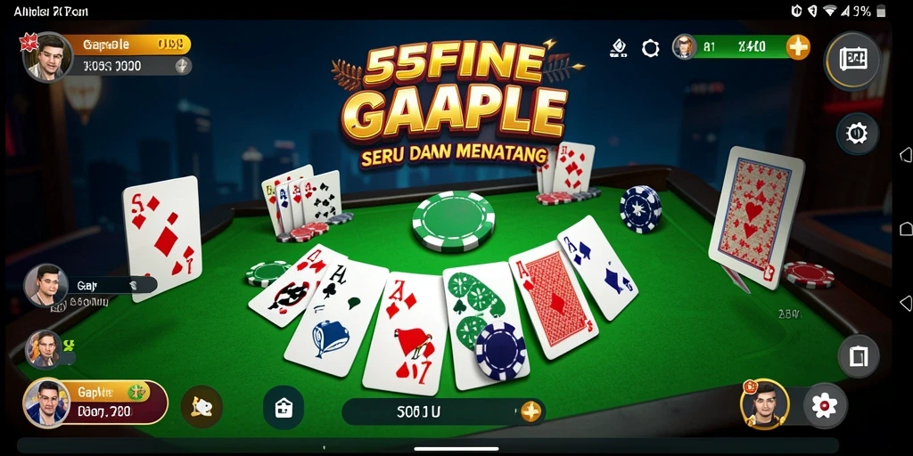 Screenshot gameplay 55FIVE menampilkan aksi seru permainan Gaple.