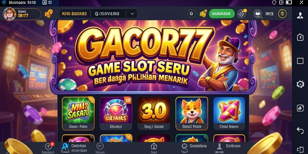 Tampilan gameplay seru dari GACOR77 saat pemain memutar mesin slot.