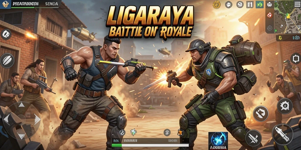 Gameplay LIGARAYA yang mendebarkan di tengah pertempuran Battle Royale.